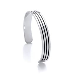 Gents Stainless Steel wtih Black Stripes Bangle